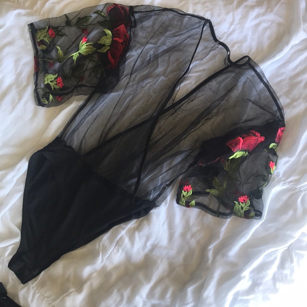 Floral Mesh bodysuit Size S/XS